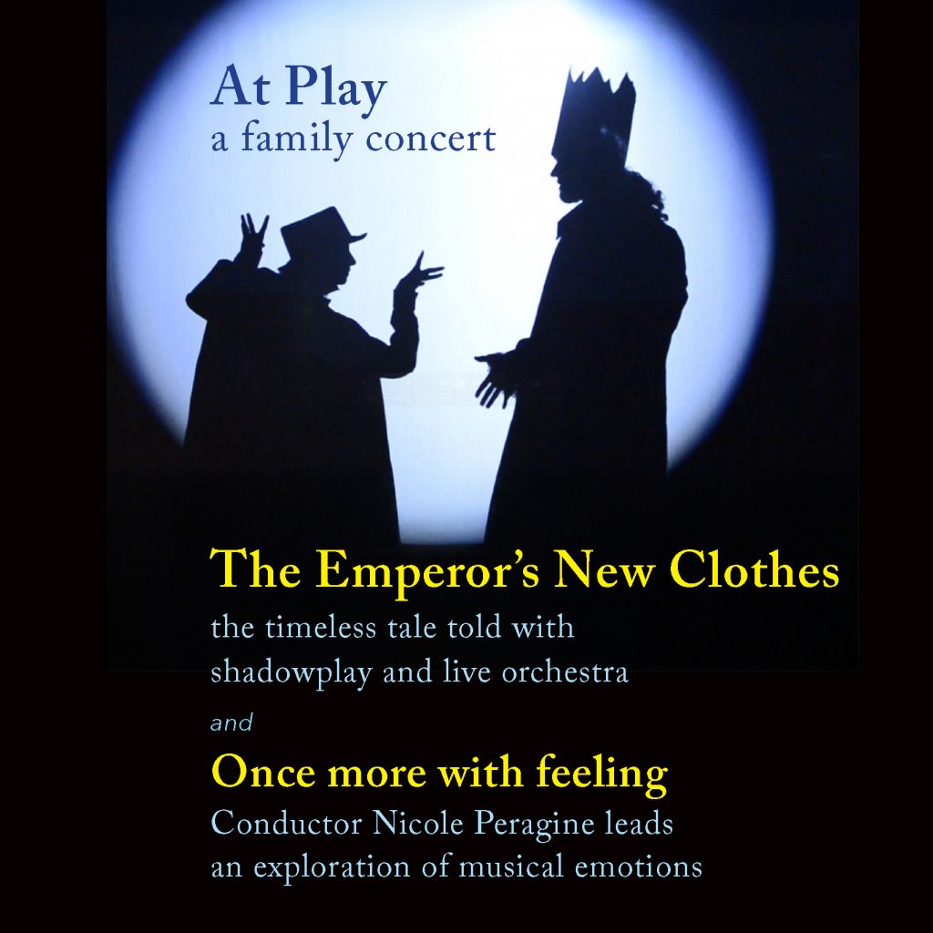 At Play family concert image featuring shadowplay from The Emperor's New Clothes